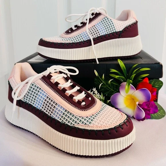 NICOLE MILLER ~ Pink and Burgundy Women's Sneakers size 7.5 - Picture 4 of 8
